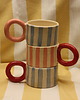 kubki i filiżanki Kubek ceramiczny w paski. Ceramika ręcznie robiona 3