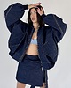 kurtki damskie Krótka kurtka bomber zipper denim dark blue 8