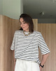 t-shirt damskie Tshirt Art paski poduchy cream & black stripes 1