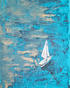 grafiki i ilustracje Ręcznie malowany obraz akrylowy "Turkusowa Żaglówka" 1