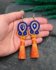 kolczyki soutache Kolczyki sutasz z chwostami pomarańczowo chabrowe kolorowe na lato Jolly 1
