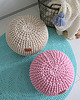 pufy do siedzenia Pufa różowa bawełniana okrągła handmade 2