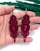 kolczyki soutache Kolczyki sutasz bordowe Orina długie wieczorowe z kryształami 1