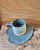 kubki Ceramiczny kubek z talerzykiem liść 2
