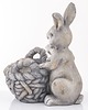 ozdoby wielkanocne Osłonka -  szarobiały zajączek z koszykiem 38x26x30 cm 3