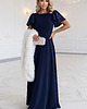sukienki maxi damskie 694-4 MIRELLA Elegancka rozkloszowana sukienka maxi z cekinami - granat 4