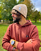 czapki i kapelusze męskie Męska czapka beanie z bawełny logo kolorowe Beżowy 1