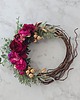 wianki bożonarodzeniowe Asymetryczny wieniec fuksja i złoto (26cm) 1