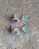 kolczyki ceramiczne Kolczyki ceramiczne Bolesławiec + szkło z morza 3
