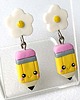 kolczyki z masy plastycznej Kolczyki stokrotka i ołówek 3