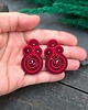 kolczyki soutache Kolczyki sutasz sztyfty małe czerwono bordowe z kryształkami Gracia 2