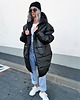 kurtki damskie Czarna matowa mega oversize pikowana płaszcz kurtka obszerna 2