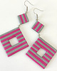 kolczyki z masy plastycznej Różowe Szare Geometryczne Kolczyki w Paski 1