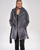 płaszcze damskie Szary Płaszcz ze Sztucznego Futra 5