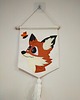 obrazy i plakaty do pokoju dziecięcego Flaga handmade z liskiem i motylkiem , dekoracja do pokoju dziecka 2