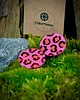 kolczyki drewniane Neon Pink Leopards duże wyraziste kolczyki panterka 3