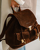 plecaki Plecak z kieszeniami - skórzany - damski - zamszowy - brąz 9