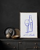 plakaty PLAKAT wino, niebieska grafika, wine o clock, ozdoba do kuchni 6