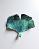 figurki i rzeźby Podstawka ceramiczna zielony liść 1