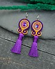 kolczyki soutache Kolczyki sutasz kolorowe pomarańczowo fioletowe wiosenne Cleo z chwostem 2