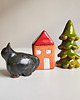 figurki i rzeźby Ceramiczny zestaw figurek, domek, choinka, kot 4