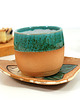 miski i misy Ceramiczy komplet - czarka i talerzyk liść 8