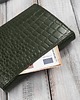 portfele damskie Portfel damski skórzany mały ciemnozielony croco w orientacji poziomej z RFID 8