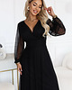 sukienki maxi damskie 684-4 NERISSA elegancka tiulowa sukienka maxi z kopertowym dekoltem - czarna 1