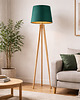 lampy podłogowe Nowoczesna lampa podłogowa CURACAO GOLD lampa stojąca drewniany trójnóg 3