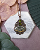 wisiory Miedziany wisiorek wire wrapping z jaspisem i peridotem #481 1