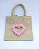 torby na ramię Torebka z juty, motyw serca z pompami. 3