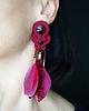 kolczyki soutache Bordowe boho kolczyki soutache z piórkami 1