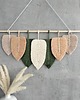 makramy Duża Makrama Liście XL Ozdoba Ścienna Boho Zieleń Beż 80 cm 4