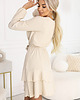 sukienki mini damskie 671-1 Zmysłowa sukienka mini z kopertowym dekoltem - beżowa 2