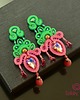 kolczyki soutache Różowo pistacjowe kandelabrowe kolczyki sutasz 4