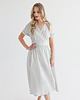 sukienki midi damskie Lniana Sukienka JASMINE GRAY STRIPES 1
