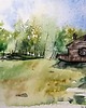 obrazy WYPRZEDAŻ OBRAZÓW! Akwarela Trondheim Norwegia oryginalny obraz A5 21x15 cm 1