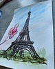 grafiki i ilustracje Paryż Francja wieża Eiffla miasta akwarela obraz balony pejzaż miejski 21x30 5