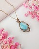 złote naszyjniki Naszyjnik Larimar Złoty stal chirurgiczna wisiorek handmade 3