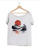t-shirt damskie Japoński krajobraz Szary Oversize 1