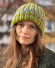 czapki damskie Czapka z merynosa 100% w paski zielony mix 2