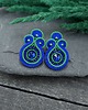kolczyki soutache Kolczyki sutasz sztyfty małe chabrowo zielone z kryształkami Gracia 1