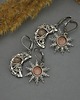 kolczyki wire wrapping Asymetryczne kolczyki księżyc i słońce kamień słoneczny wire wrapping 4