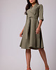sukienki midi damskie Sukienka kopertowa z kołnierzem szalowym-oliwkowa(B-255) 2