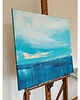 obrazy Obraz ręcznie malowany na płótnie 60x60 cm - Niebieski pejzaż 2