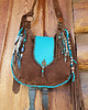 torby na ramię Zgrabna skórzana torba indiańska, czekoladowy brąz i turkus 7