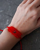 bransoletki - inne Czerwona tkana bransoletka z haftowanym serduszkiem 5