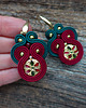 kolczyki soutache Świąteczne kolczyki soutache w odcieniach bordo i zieleni 2