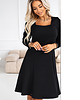 sukienki midi damskie 574-3 IVANA wygodna trapezowa sukienka z długim rękawkiem - czarna 3