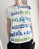 t-shirt damskie Kaligrafia niebieska fullprint Biały Oversize 3